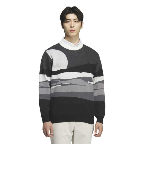 アディダス（adidas）ゴルフウェア グラフィック クルーネックセーター 長袖 JVU98-JM2933 BLK