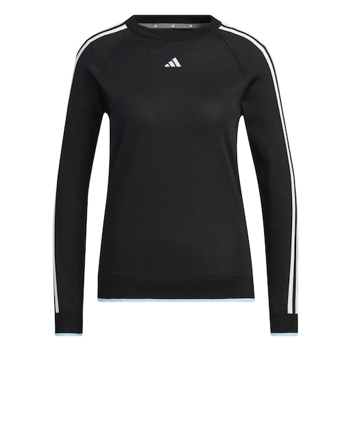 アディダス（adidas）ゴルフウェア ライトウェイト スリーストライプス 長袖クルーネックセーター DUV59-HZ9220BLK