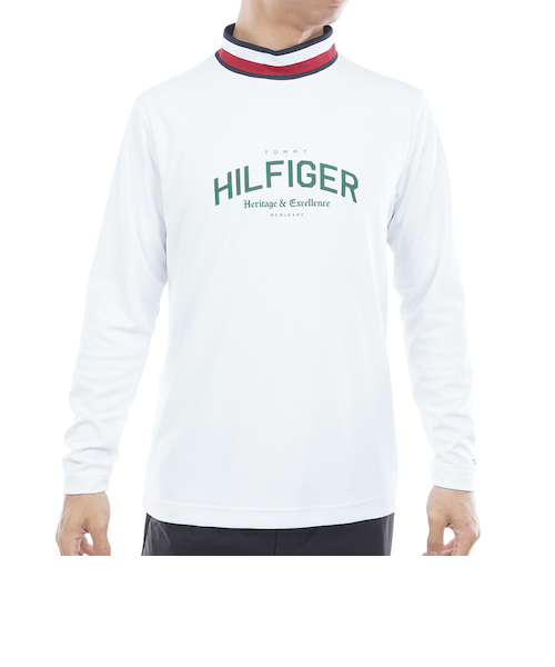 【送料無料】トミーヒルフィガー ゴルフ THMA562 シグネチャーリブ 長袖 シャツ【即納】 ゴルフウェア 吸水速乾 シグネチャーリブ 長袖シャツ THMA562-WHT