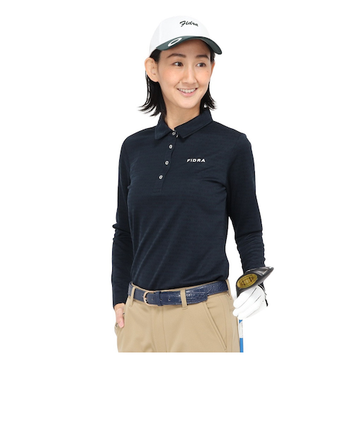 フィドラ（FIDRA）ゴルフウェア 長袖 ロゴジャガードポロシャツ