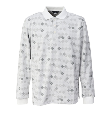 マンシング（MUNSING）ゴルフウェア ヒートナビ バイアスチェックプリント 長袖ポロシャツ MG5FLS82M WH00