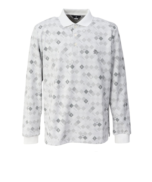 マンシング（MUNSING）ゴルフウェア ヒートナビ バイアスチェックプリント 長袖ポロシャツ MG5FLS82M WH00