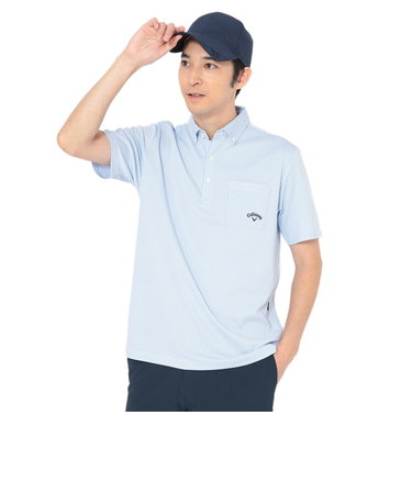 キャロウェイ（CALLAWAY）ゴルフウェア ストライプ ジャカード ボタンダウン半袖シャツ C26134108-1110