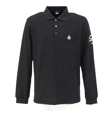 マンシング(MUNSING)ゴルフウェア 吸汗速乾 リンクスジャカード 長袖ポロシャツ MG5FLS81M BK00