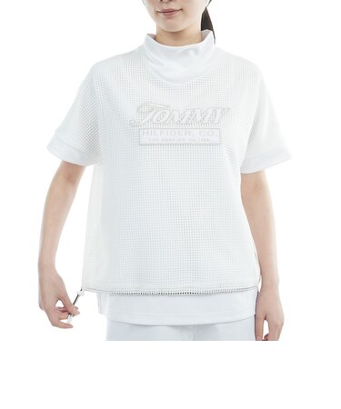 ゴルフ メッシュレイヤード モックネック 半袖シャツ THLA606-WHT