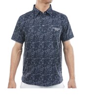 アドミラル ゴルフ（Admiral GOLF）ゴルフウェア ストレッチメッシュ リーフプリントシャツ ADMA625-NVY