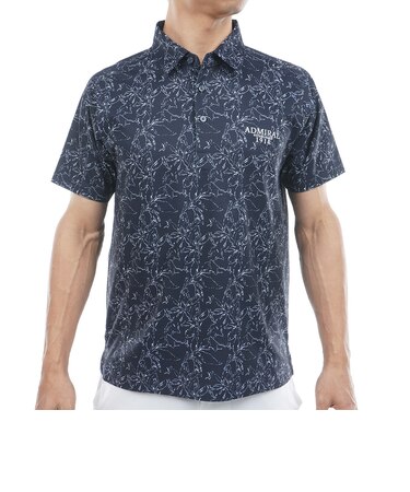 アドミラル ゴルフ(Admiral GOLF)ゴルフウェア ストレッチメッシュ リーフプリントシャツ ADMA625-NVY