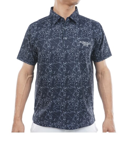 アドミラル ゴルフ(Admiral GOLF)ゴルフウェア ストレッチメッシュ リーフプリントシャツ ADMA625-NVY