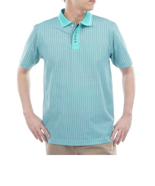 ゴルフウェア 小紋柄プリント 半袖ポロシャツツ THMA626-BGR