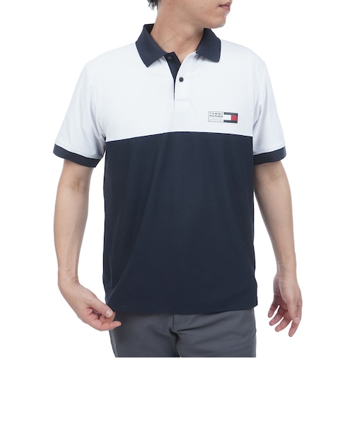 ゴルフウェア カラーブロック 半袖ポロシャツ THMA602-WHT