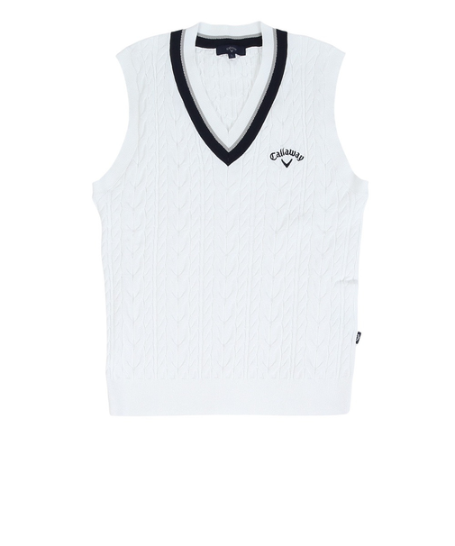 キャロウェイ（CALLAWAY）ゴルフウェア ミニケーブル編み Vネック ニットベスト C26119100-1030