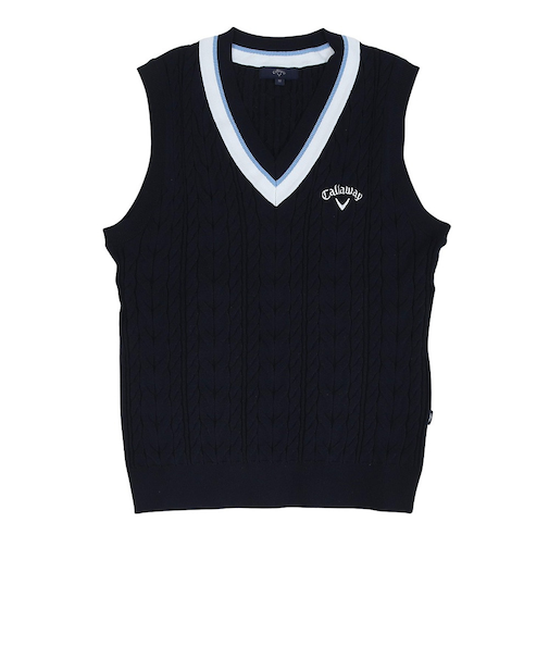 キャロウェイ（CALLAWAY）ゴルフウェア ミニケーブル編み Vネック ニットベスト C26119100-1120