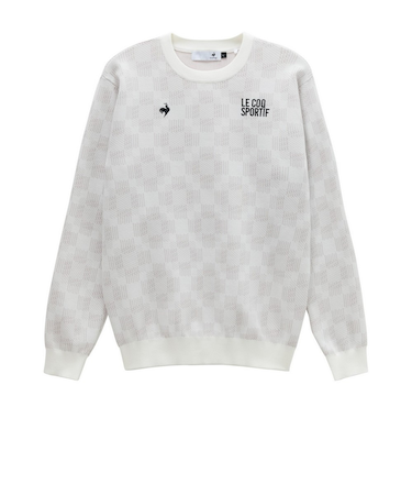 ルコックスポルティフ（lecoqsportif）ゴルフウェア 幾何学チェック柄ウォッシャブルクルーネックセーター LG6SST00M WH00