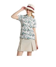 マンシング（MUNSING）ゴルフウェア SUNSCREEN ワッペン総柄プリント 半袖ポロシャツ MG6SHS35L WH00