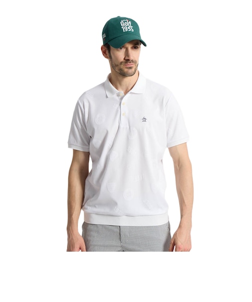 マンシング（MUNSING）ゴルフウェア 吸汗ロゴ ジャガード半袖ポロシャツ MG6SHS33M WH00