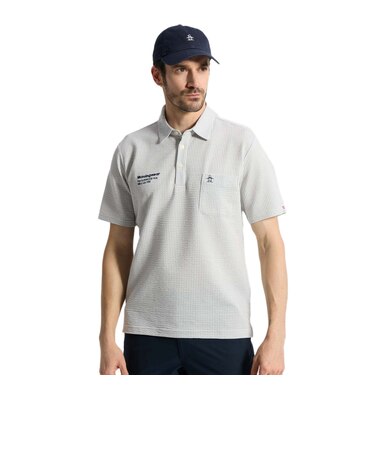 マンシング（MUNSING）ゴルフウェア ストレッチ シアサッカーストライプ 台襟付き 半袖ポロシャツ MG6SHS59M GY00