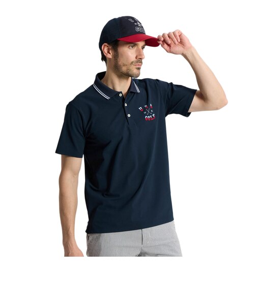 マンシング（MUNSING）ゴルフウェア SUNSCREEN ロゴ刺繍半袖ポロシャツ MG6SHS36M NV00