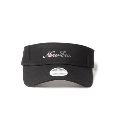 ニューエラ（NEW ERA）帽子 ゴルフ サンバイザー ロングバイザー Rhinestone ラインストーン スクリプトロゴ ブラック 14747114