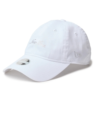 ニューエラ（NEW ERA）帽子 ゴルフ 9TWENTY ロングバイザー Rhinestone ラインストーン スクリプトロゴ ホワイト 14747130