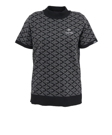 ピン（PING）ゴルフウェア AZモノグラム ジャカード 半袖ハイネックネックニット 622-6175200-010