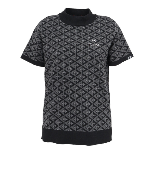 ピン（PING）ゴルフウェア AZモノグラム ジャカード 半袖ハイネックネックニット 622-6175200-010