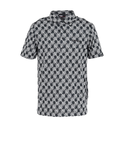 ピン（PING）ゴルフウェア AZモノグラム ジャカード ブロックロゴ 半袖ポロシャツ 621-6160101-010