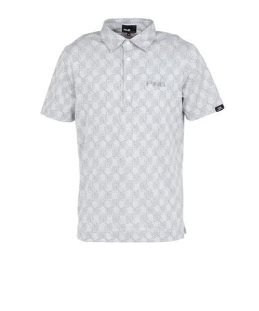 ピン（PING）ゴルフウェア AZモノグラム ジャカード ブロックロゴ 半袖ポロシャツ 621-6160101-030
