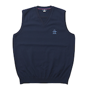 マンシング（MUNSING）ゴルフウェア 背面地柄ボーダー Vネックベスト MG6SVE33M NV00