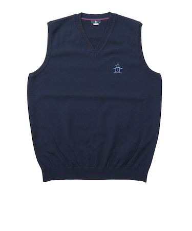 マンシング（MUNSING）ゴルフウェア 背面地柄ボーダー Vネックベスト MG6SVE33M NV00