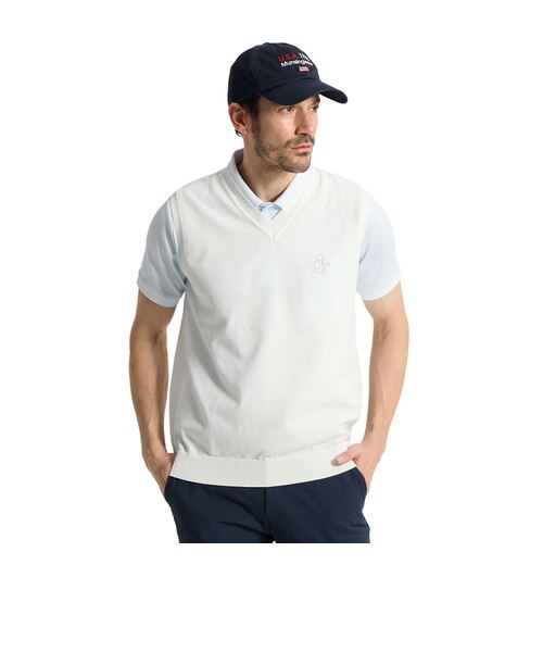 マンシング（MUNSING）ゴルフウェア 背面地柄ボーダー Vネックベスト