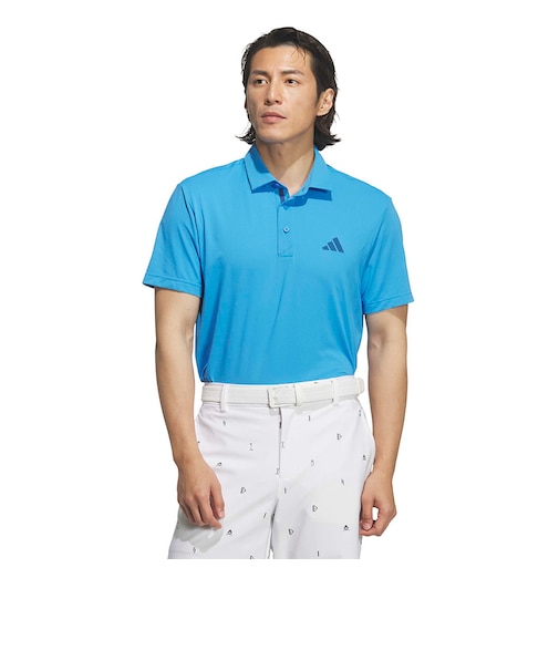 アディダス（adidas）ゴルフウェア クライマクール 接触冷感 チマヨ柄 バックグラフィック ボタンダウン半袖シャツ CO463-JZ4362BLU