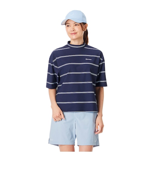テーラーメイド（TAYLORMADE）モックネック ゴルフ 半袖 リラックスボーダー半袖モック M24250-TL818