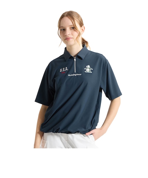 マンシング（MUNSING）ゴルフウェア オーバーサイズ半袖ポロシャツ MG6SHS38L NV00