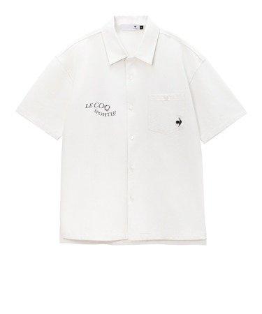 ルコックスポルティフ（lecoqsportif）ゴルフウェア 吸汗速乾 サッカーストライプ半袖開襟シャツ LG6SHS84M GY00