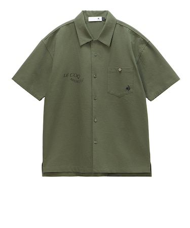 ルコックスポルティフ（lecoqsportif）ゴルフウェア サッカーストライプ半袖開襟シャツ LG6SHS84M KH00