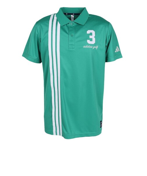 アディダス（adidas）ゴルフウェア 接触冷感 フロントストライプス 半袖シャツ OGH91-KM0862 GRN