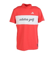 アディダス（adidas）ゴルフウェア 接触冷感 モックネック 半袖 メンズ カラーブロック シャツ OGH94-KM2222 RED
