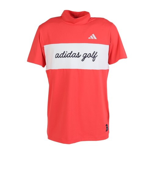 アディダス（adidas）ゴルフウェア 接触冷感 モックネック 半袖 メンズ カラーブロック シャツ OGH94-KM2222 RED