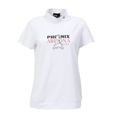 ピン（PING）モックネック ゴルフ Mr.PINGプリント 半袖ハイネックシャツ 622-6167400-030