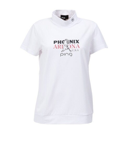 ピン（PING）モックネック ゴルフ Mr.PINGプリント 半袖ハイネックシャツ 622-6167400-030