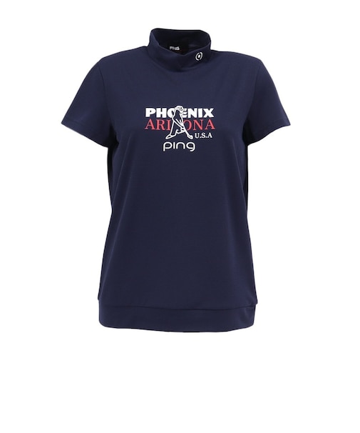 ピン（PING）モックネック ゴルフ Mr.PINGプリント 半袖ハイネックシャツ 622-6167400-120