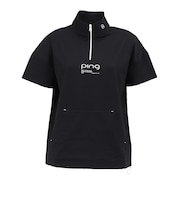 ピン（PING）モックネック ゴルフ PEサッカー 半袖ハーフジップシャツ 622-6167500-010