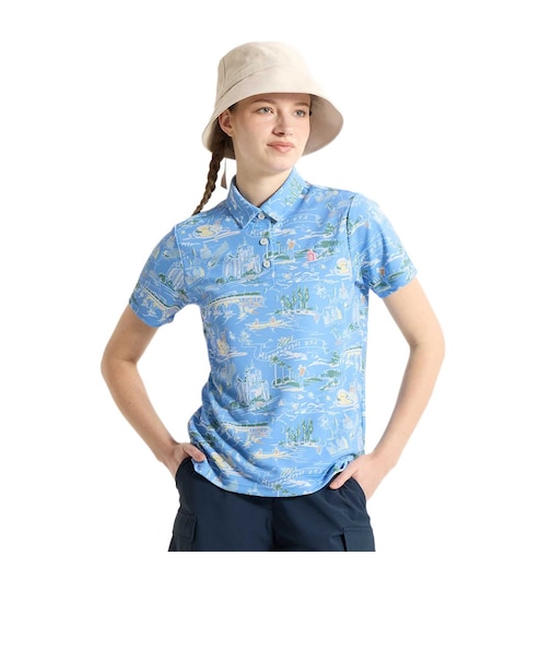 マンシングウエア（MUNSINGWEAR）ゴルフウェア Sunscreen NIR 高通気ミネアポリス総柄半袖ポロシャツ MG6SHS42L SA00