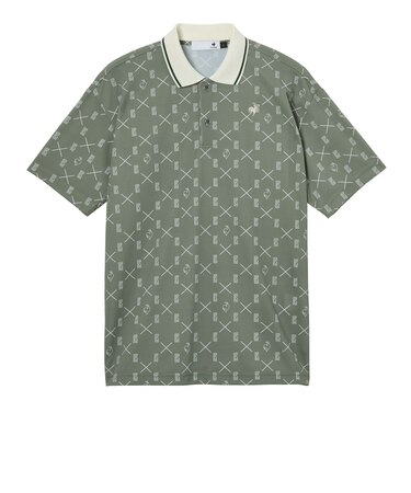 ルコックスポルティフ（lecoqsportif）ゴルフウェア モノグラム柄ワイドシルエット半袖ポロシャツ LG6SHS12M GR00