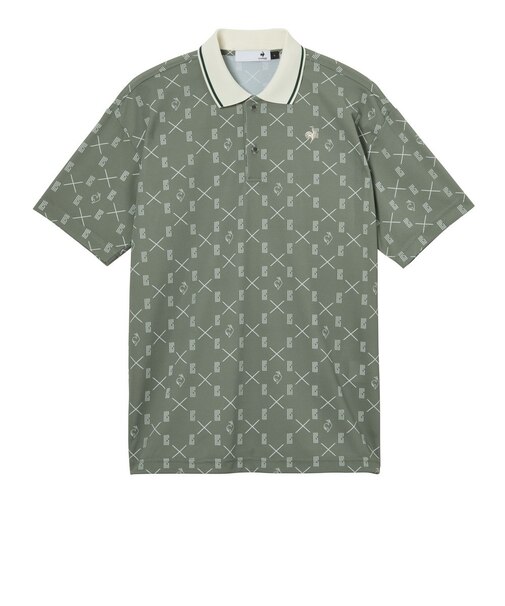 ルコックスポルティフ（lecoqsportif）ゴルフウェア モノグラム柄ワイドシルエット半袖ポロシャツ LG6SHS12M GR00
