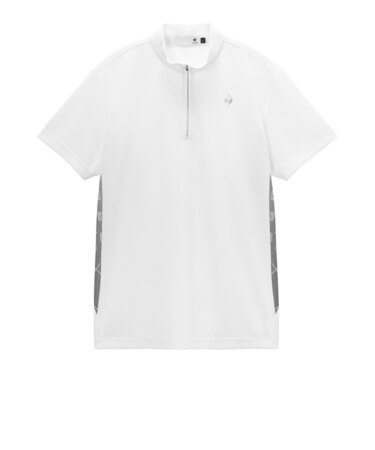 ルコックスポルティフ（lecoqsportif）ゴルフウェア 吸汗速乾 モノグラム柄 ハーフジップ 半袖シャツ LG6SHS85M WH00