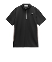 ルコックスポルティフ（lecoqsportif）ゴルフウェア 吸汗速乾 モノグラム柄 ハーフジップ 半袖シャツ LG6SHS85M BK00