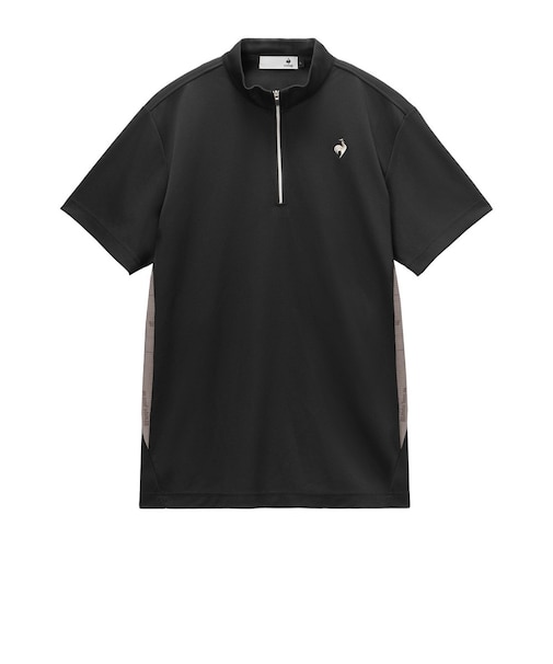 ルコックスポルティフ（lecoqsportif）ゴルフウェア 吸汗速乾 モノグラム柄 ハーフジップ 半袖シャツ LG6SHS85M BK00