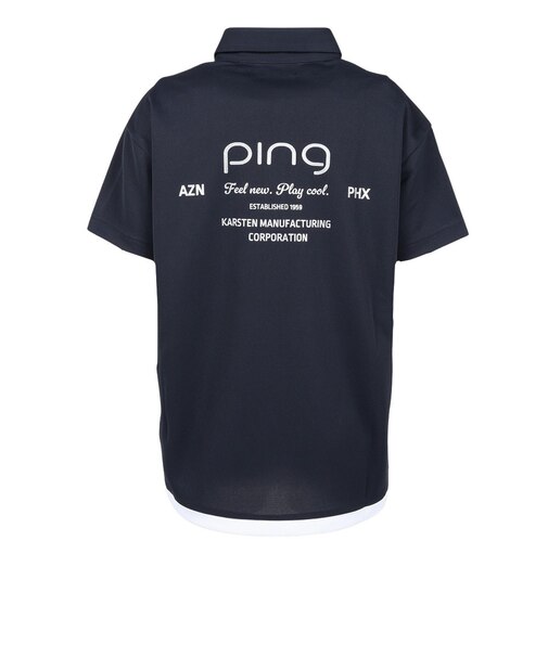 ピン（PING）ゴルフウェア 吸汗速乾 オクタピンメッシュ 半袖ハーフジップシャツ 622-6260706-010
