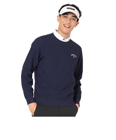 キャロウェイ（CALLAWAY）ゴルフウェア リンクス編み クルーネック 長袖ニット C26218101-1120